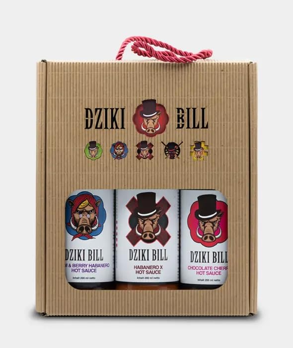 Dziki Bill Medium Hot Sauce Gift Set - Spicy & Flavorful Hot Sauces for Cooking, Grilling & Gifting - Perfect for BBQ, Tacos & Wings