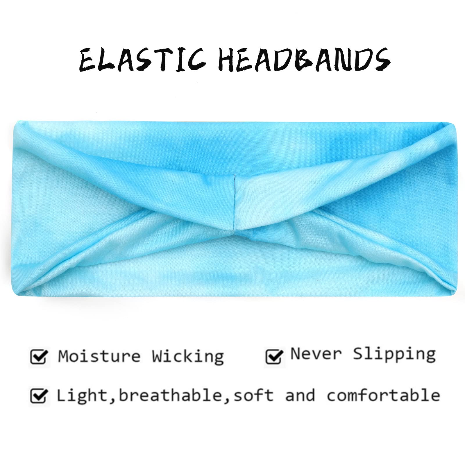 6 PCS Wide Boho Headbands for Women - Non Slip Elastic Bandana Headwraps, Fashion Hair Bands for All Head Sizes - Perfect for Workout, Sports, Running, Yoga & Everyday Wear