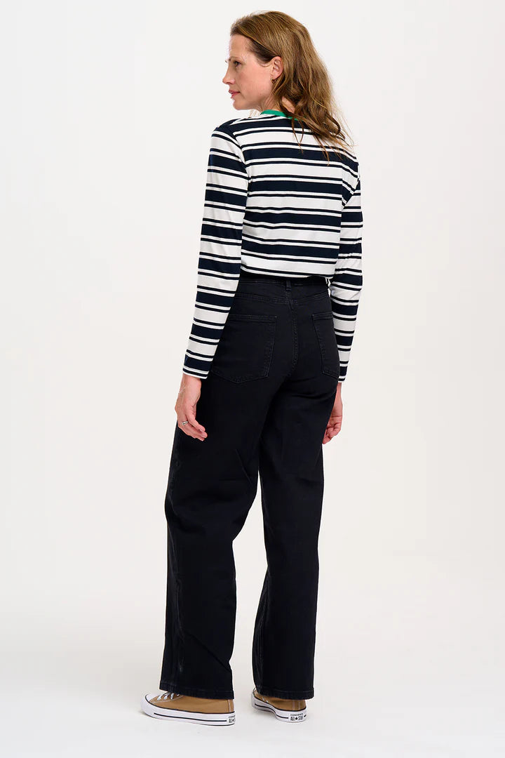 Brunswick Jersey Top for Women - Soft & Comfortable T-Shirt (Black/Off White) - Perfect for Casual Wear, Gym & Everyday Outfits