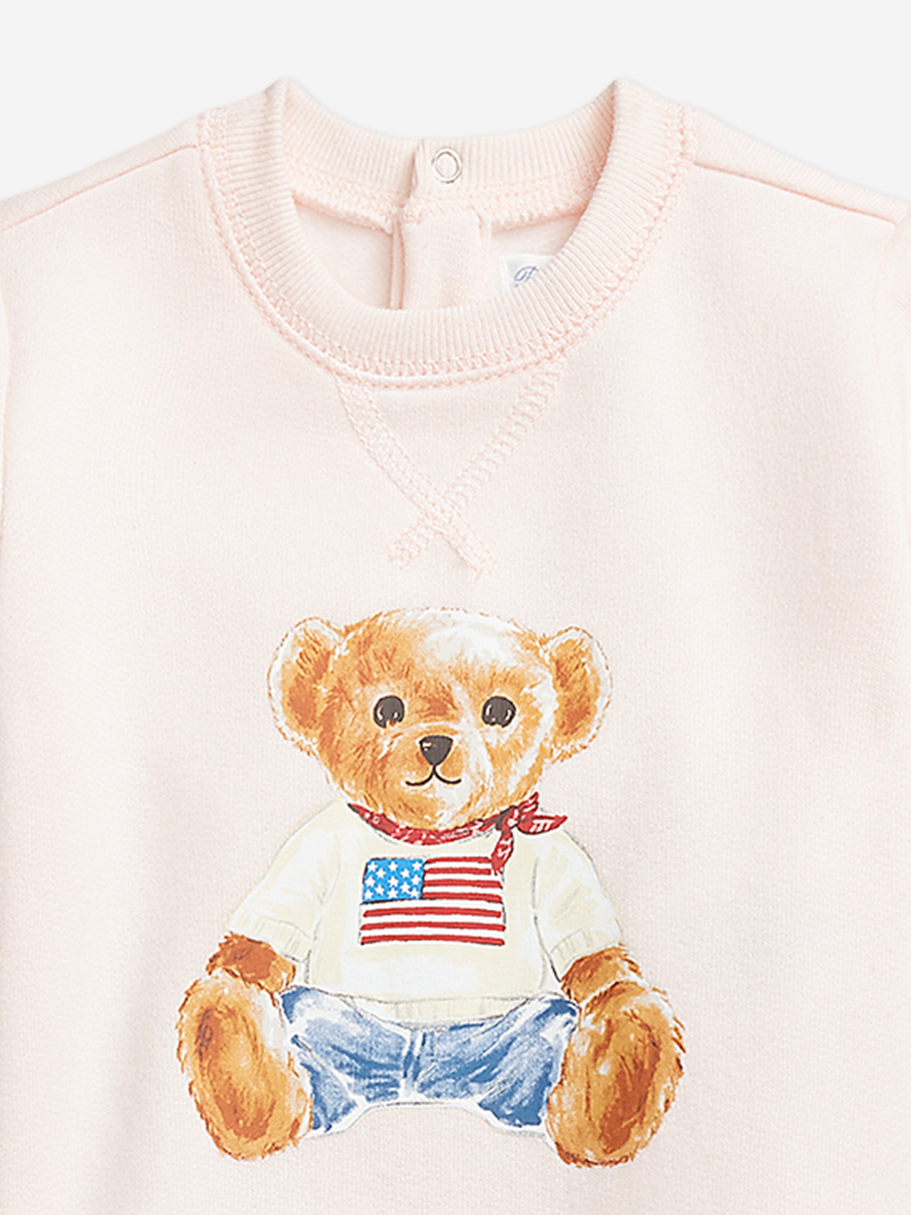 Adorable Pink Polo Bear Romper for Baby Girls - Soft & Comfortable Outfit for Playdates, Parties & Photo Shoots