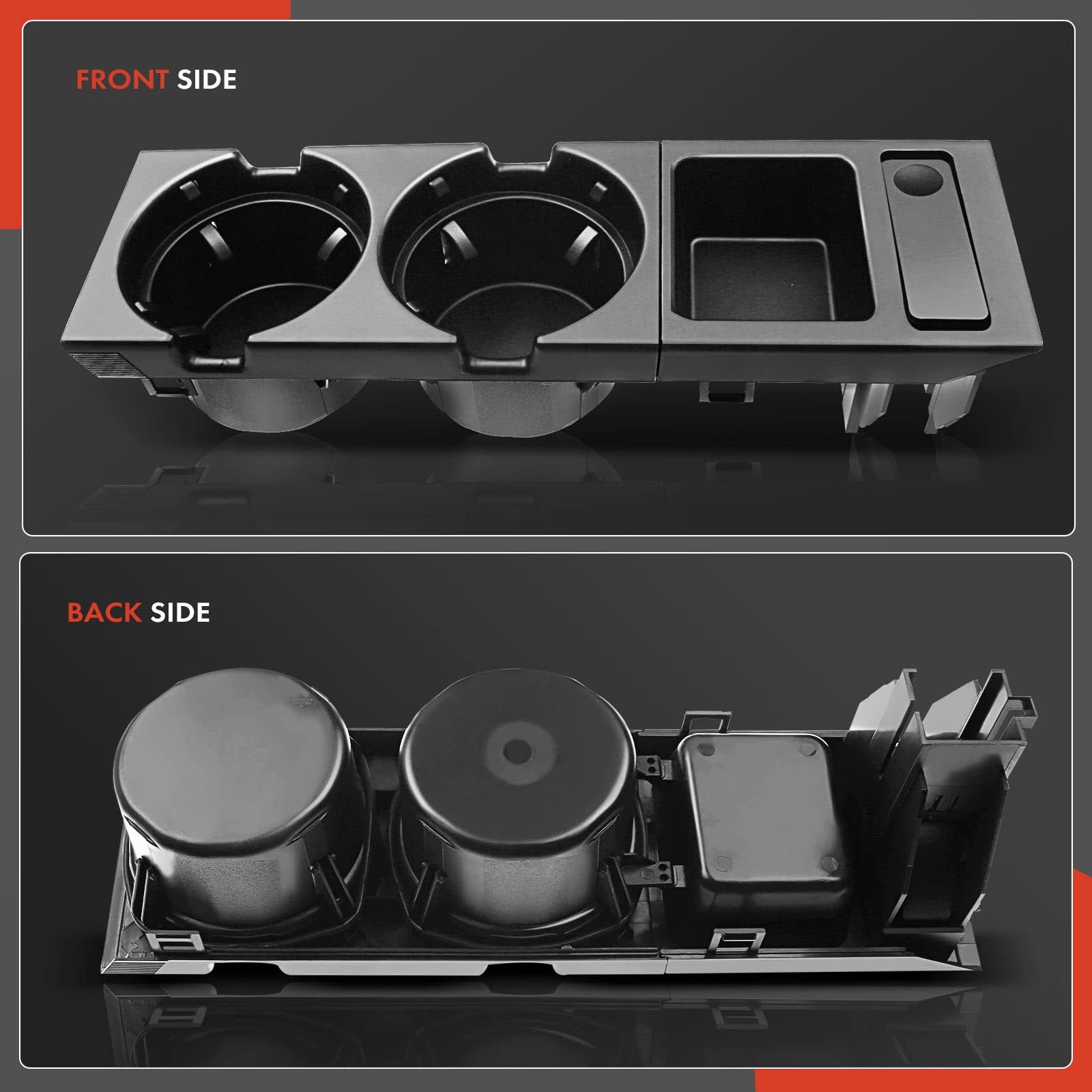 Premium BMW E46 Cup Holder (1999-2006) - Black Center Console Drink Holder Replacement for 3 Series 323Ci/323i/325i/328i/330i/330xi/M3 - Fits OEM Part #51169415186 & 51169415183 - Perfect for Road Trips & Daily Commutes