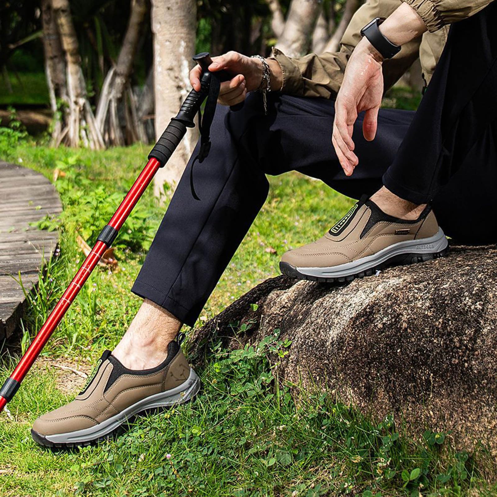 **Men's Outdoor Hiking Shoes - Lightweight Trekking & Mountaineering Boots for Men - Non-Slip Trail Running & Climbing Shoes - Perfect for Spring Adventures, Camping & Backpacking**