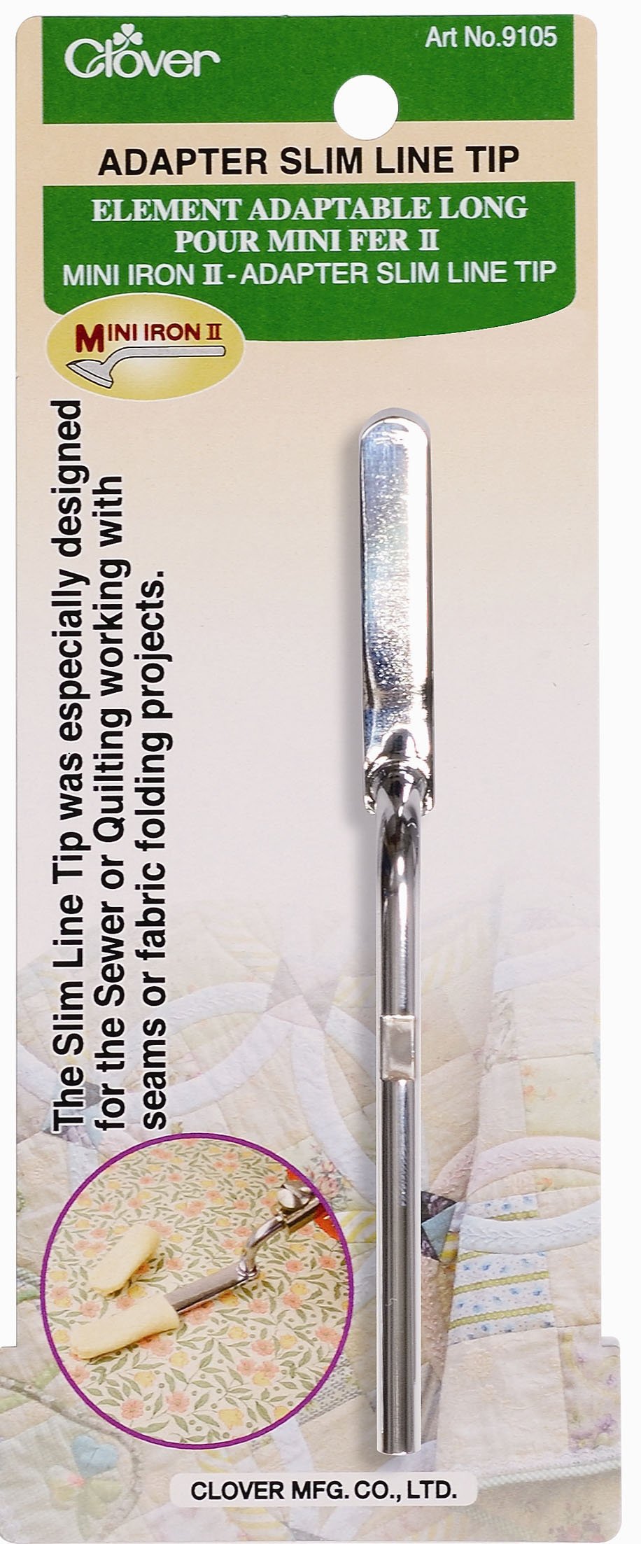 Clover 9105 Mini Iron II Slim Line Tip - Portable Travel Iron for Quilting, Sewing & Fabric Crafts - Perfect for DIY Projects & Home Use