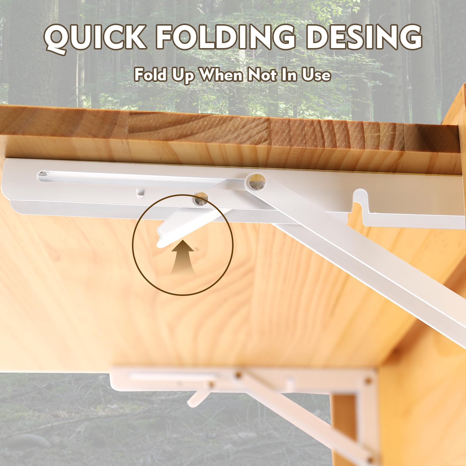 Foldable Wall Mounted Desk with Iron Bracket - Space Saving Wooden Floating Table for Small Spaces, Home Office, Laundry Room & Study - Perfect for Apartments, Dorms & Tiny Homes