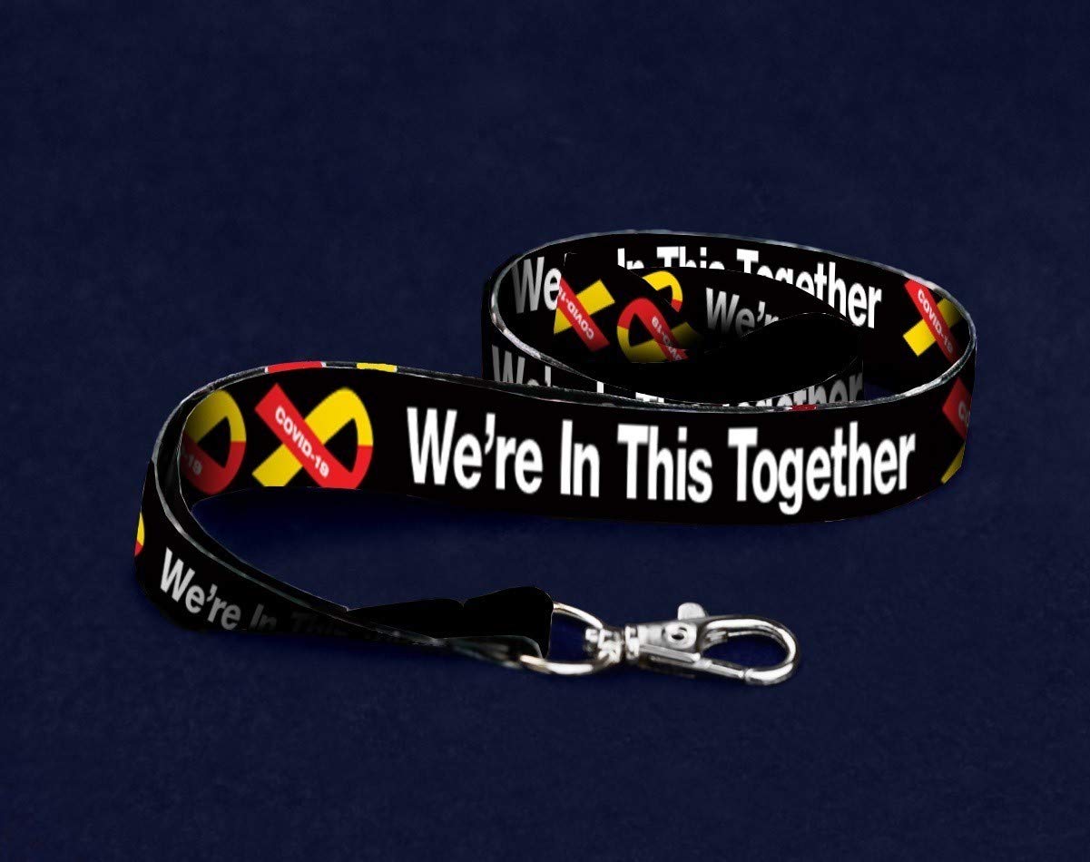 10 Pack Virus Awareness Ribbon Lanyards - Red & Yellow for Fundraising & Gifts | Workplace & Events
