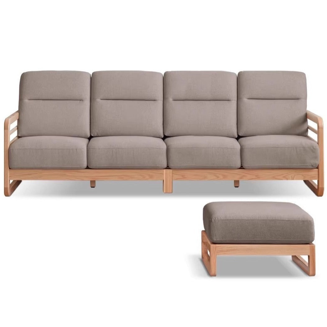 Oak Wood Fabric Sofa with String Style Backrest - Modern Living Room Furniture for Comfortable Home Decor