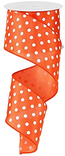 Polka Dot Wired Edge Ribbon - 10 Yards Orange 2.5 Inch Wide - Perfect for Gift Wrapping, Bows, Crafts, and DIY Decorations