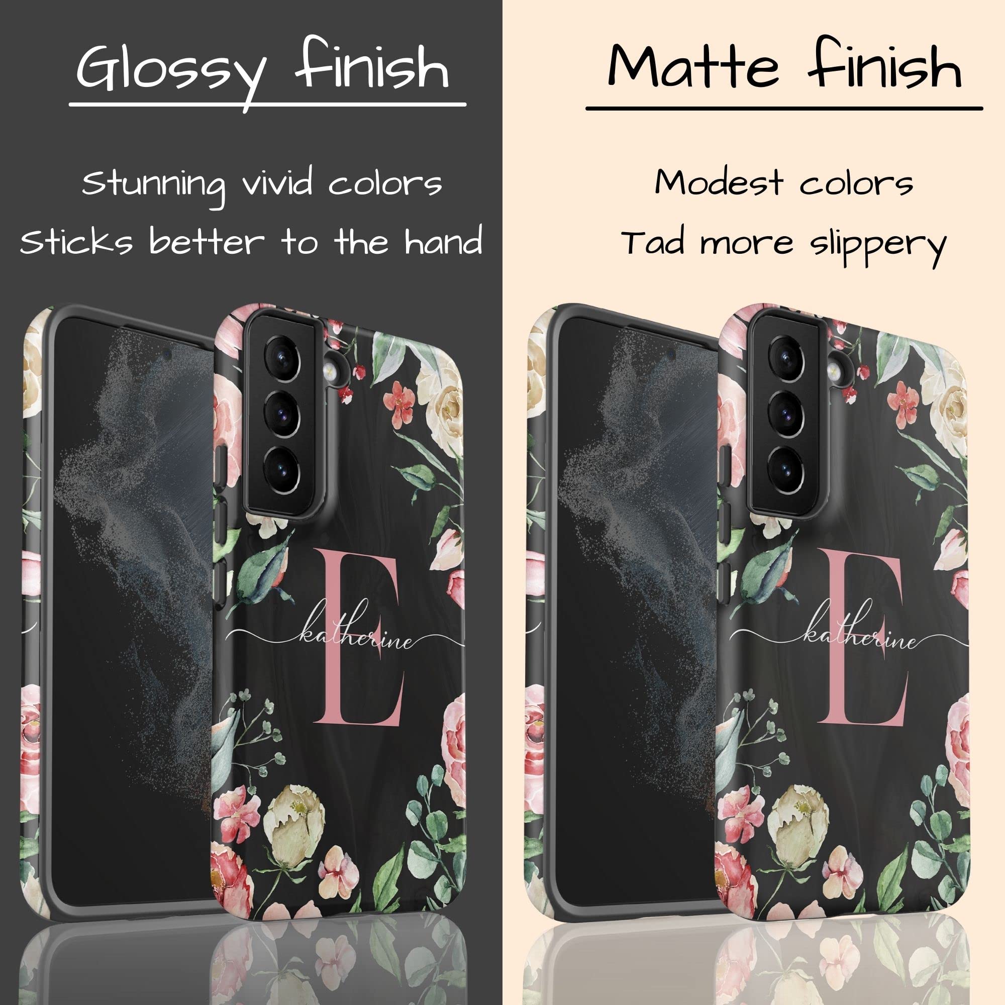 Personalized Monogram Rose Design Phone Case - Compatible with Samsung Galaxy S25 Plus/S24 Ultra/S23/S22/S21/S20/S10/S9/S8/Note 20/10 - Perfect Gift for Valentine's Day, Anniversary & Special Occasions