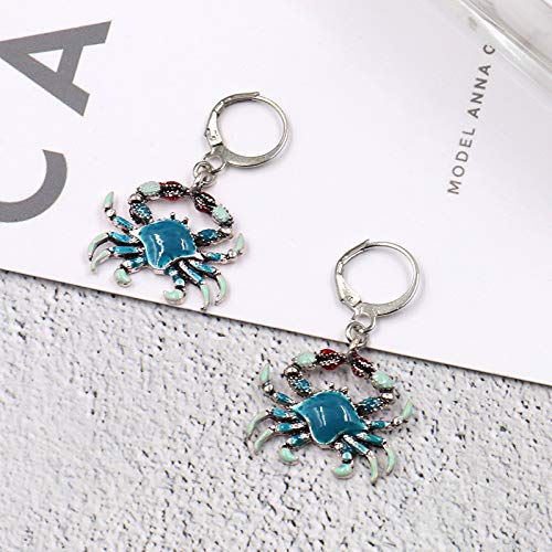 Cartoon Maryland Smiling Crab Stud Earrings - Enamel Red & Blue Sea Animal Jewelry Set for Women | Cute Pendant Necklace & Earrings Gift | Perfect for Beach Vacations, Summer Outfits and Seafood Lovers