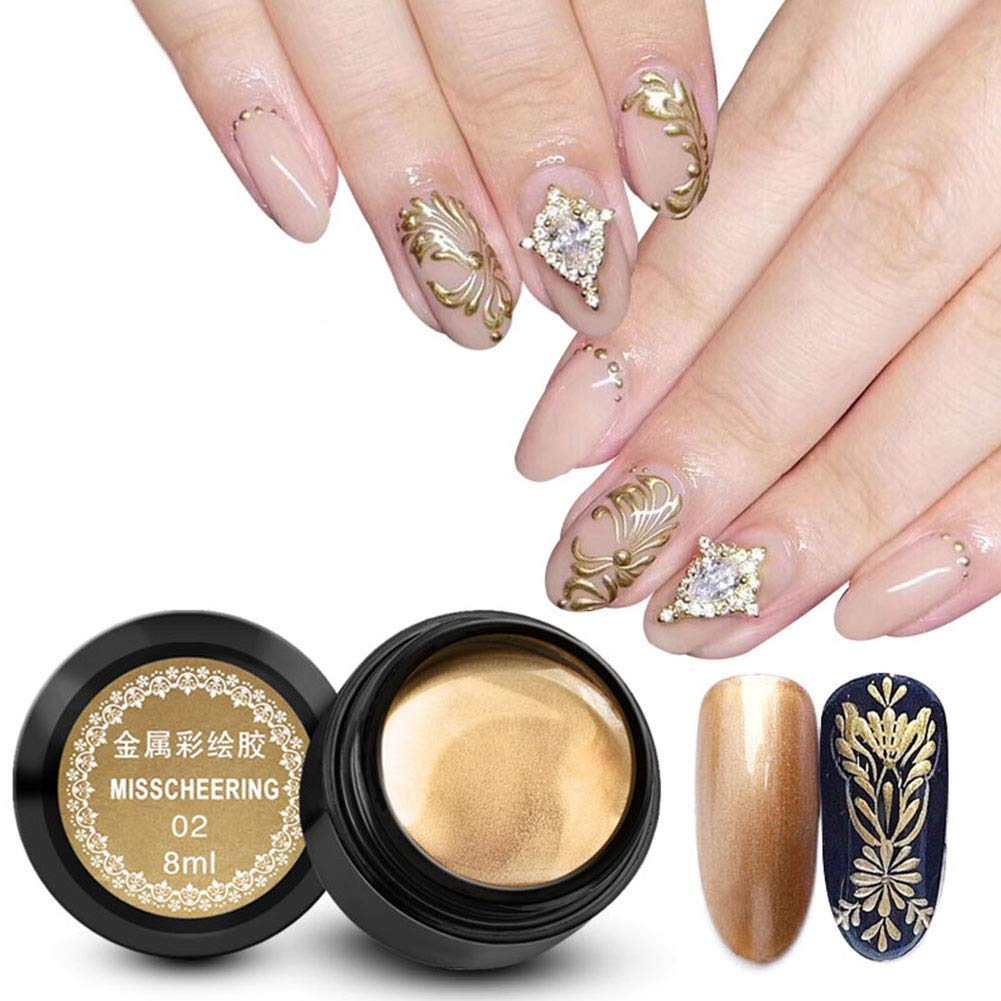Metallic Nail Gel Polish - Golden & Silver 3D Nail Art Varnish for DIY Manicure | Long-Lasting Glossy Finish | Perfect for Parties, Weddings, and Special Occasions