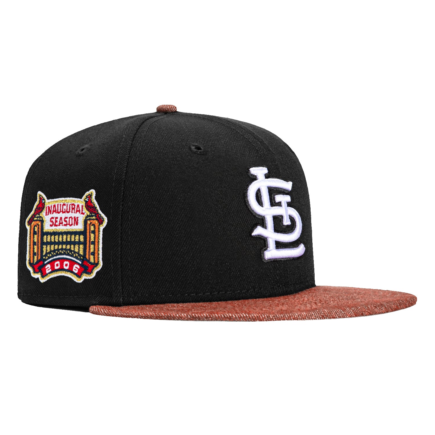 New Era 59Fifty St. Louis Cardinals MLB Baseball Cap - Black Denim with Inaugural Season Patch | Adjustable Snapback Hat for Men & Women | Perfect for Baseball Games, Sports Fans & Casual Wear