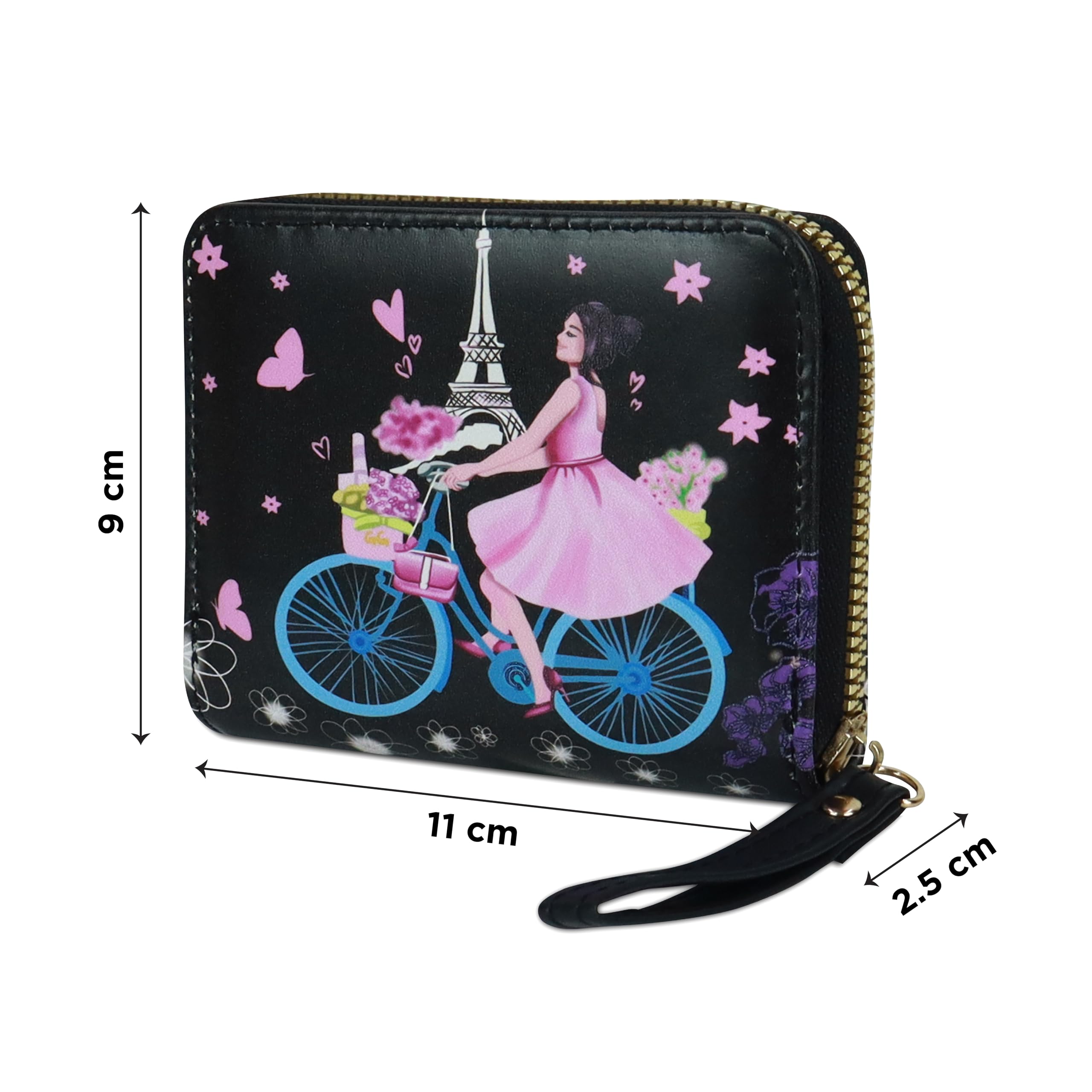 NFI Essentials Small Wallet for Women - PU Leather Mini Clutch with Zipper, Printed Credit Card & Coin Holder | Perfect for Everyday Use, Travel, and Gift Giving