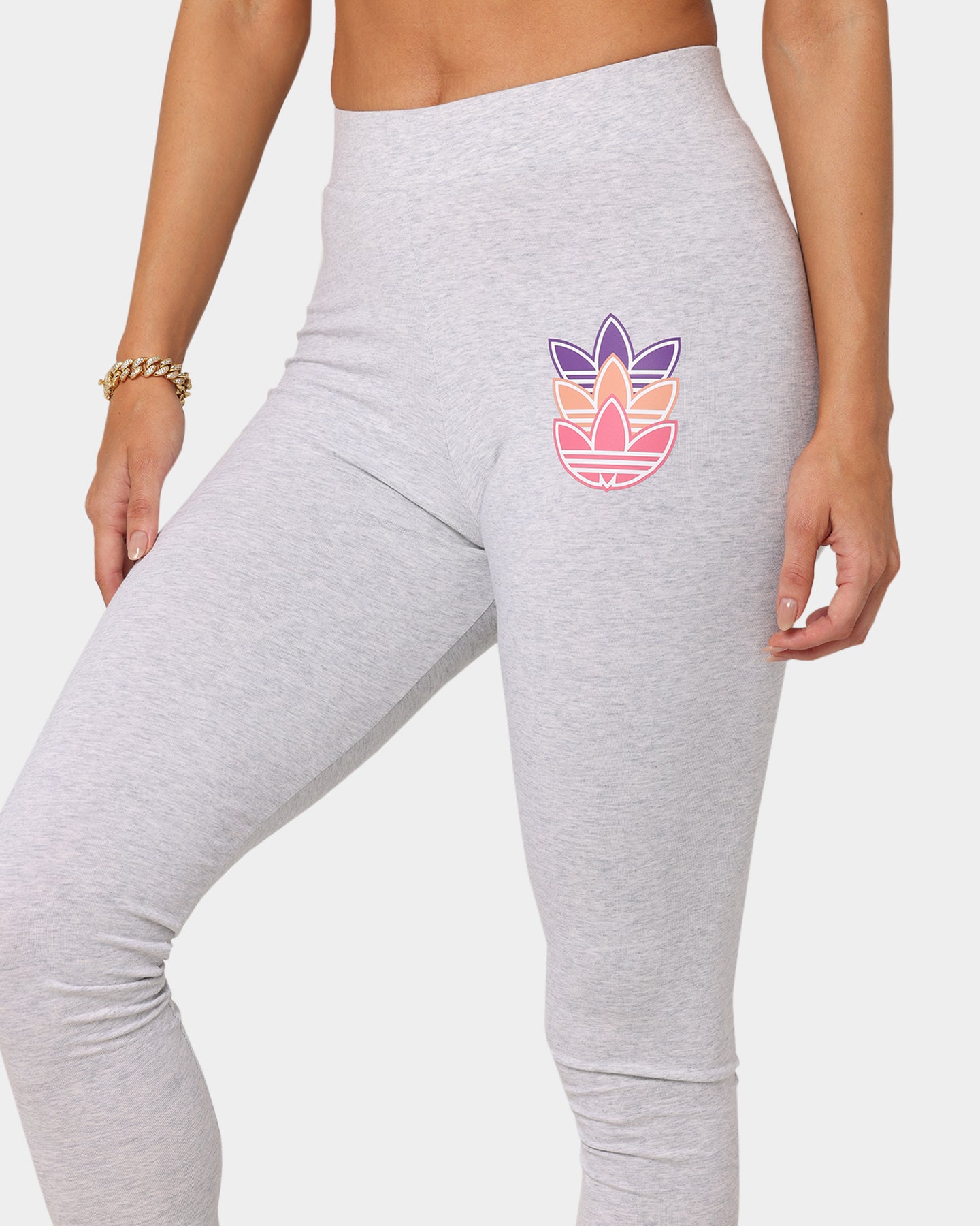 Adidas Women's Logo Play Leggings - Light Marle Athletic Pants for Yoga, Running & Gym Workouts