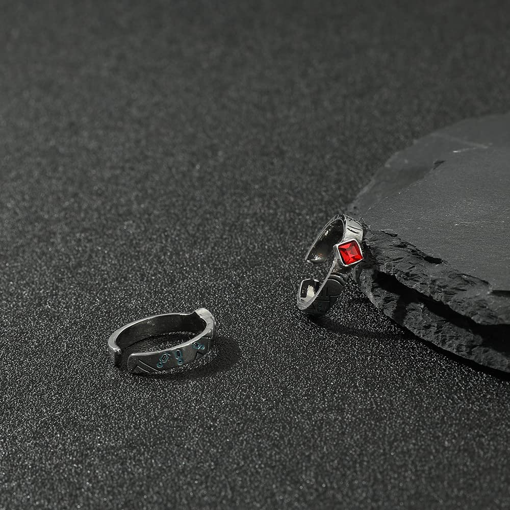 Tanjiro Cosplay Anime Adjustable Open Ring - Demon Slayer Manga Jewelry for Women & Girls | Perfect for Cosplay, Halloween, and Anime Conventions