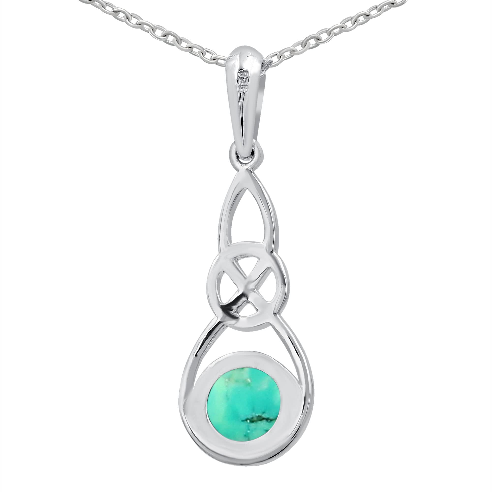 TISHAVI Natural Round Semi-Precious Gemstone Pendant Necklace for Women - Sterling Silver Birthstone Jewelry with 18-Inch Chain | Perfect Gift for Mom, Wife, Sister on Birthday, Anniversary & Women's Day | Elegant Everyday Wear & Special Occasion Accessory