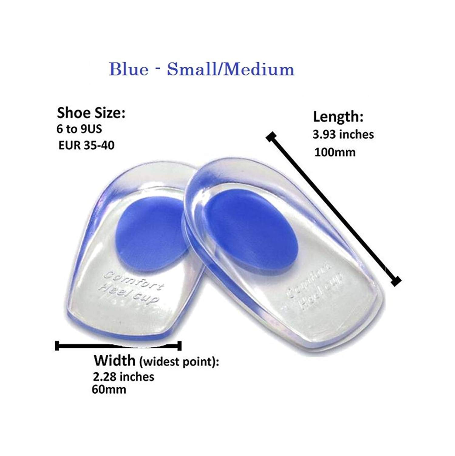 VARiSTY Medical Grade Silicone Gel Heel Cups - Orthotic Shoe Inserts for Plantar Fasciitis, Bone Spurs, Heel & Achilles Pain Relief - Blue (Perfect for Running, Walking & Everyday Comfort)