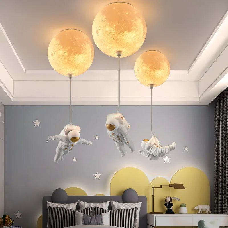NASA-Inspired Astronaut Moon Night Light for Kids Bedroom - Glow in the Dark Space-Themed Nursery Decor for Boys & Girls