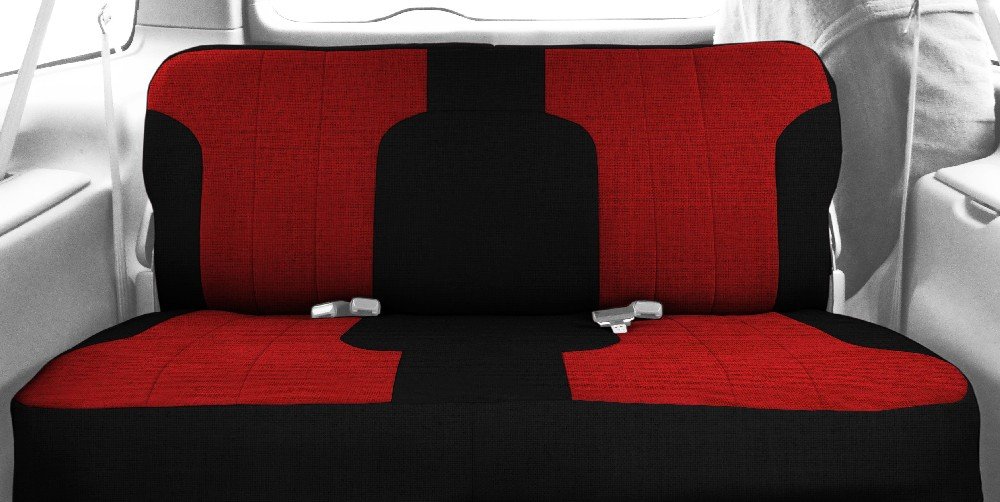CalTrend Rear Solid Bench Seat Covers for 2011-2012 Ford Fusion - Red Tweed Fabric with Black Trim | Custom Fit Car Seat Protectors for Comfort & Style | Perfect for Daily Commute, Road Trips & Family Protection