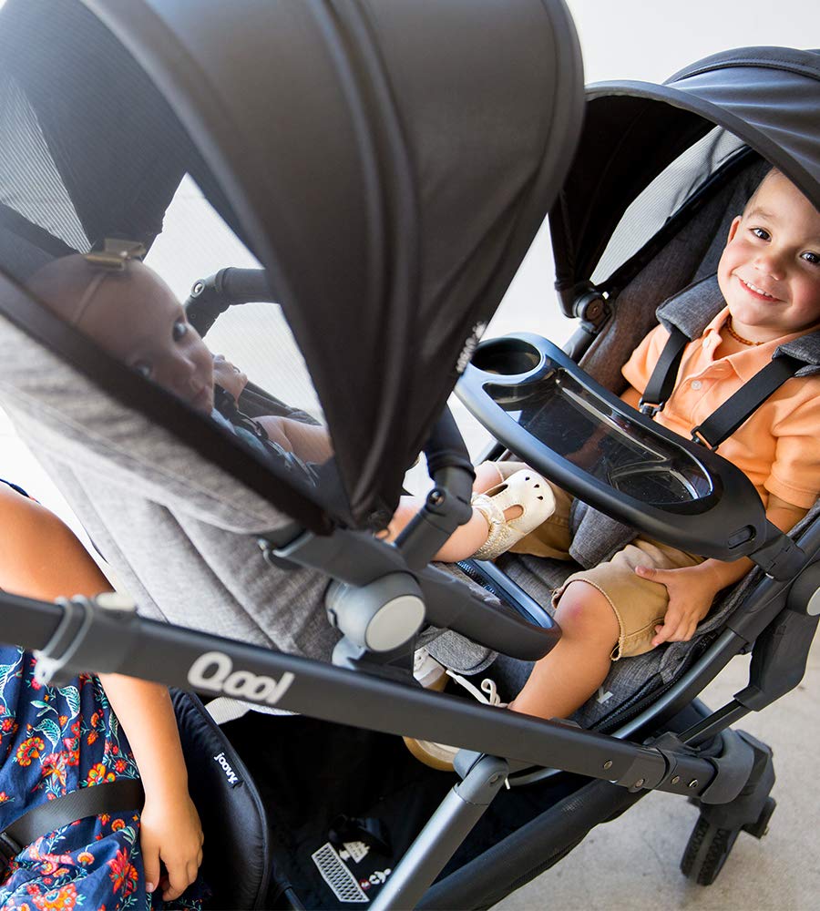 Joovy Qool Stroller - Adjustable Single, Double & Triple Stroller for Toddlers | Lightweight & Customizable Baby Stroller in Grey Melange | Perfect for City Walks, Shopping & Family Outings