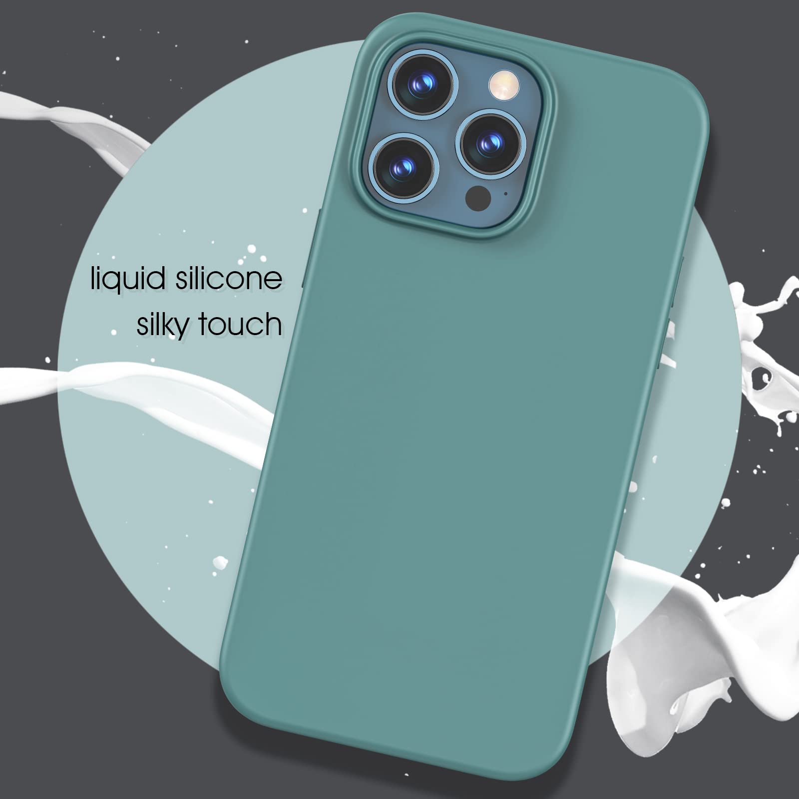 MILPROX Magnetic Liquid Silicone Case for iPhone 14 Pro Max (6.7 inch 2022) - Shockproof Protective Cover with Strong Grip, Anti-Scratch & Drop Protection - Pine Green - Perfect for Daily Use, Travel & Outdoor Activities