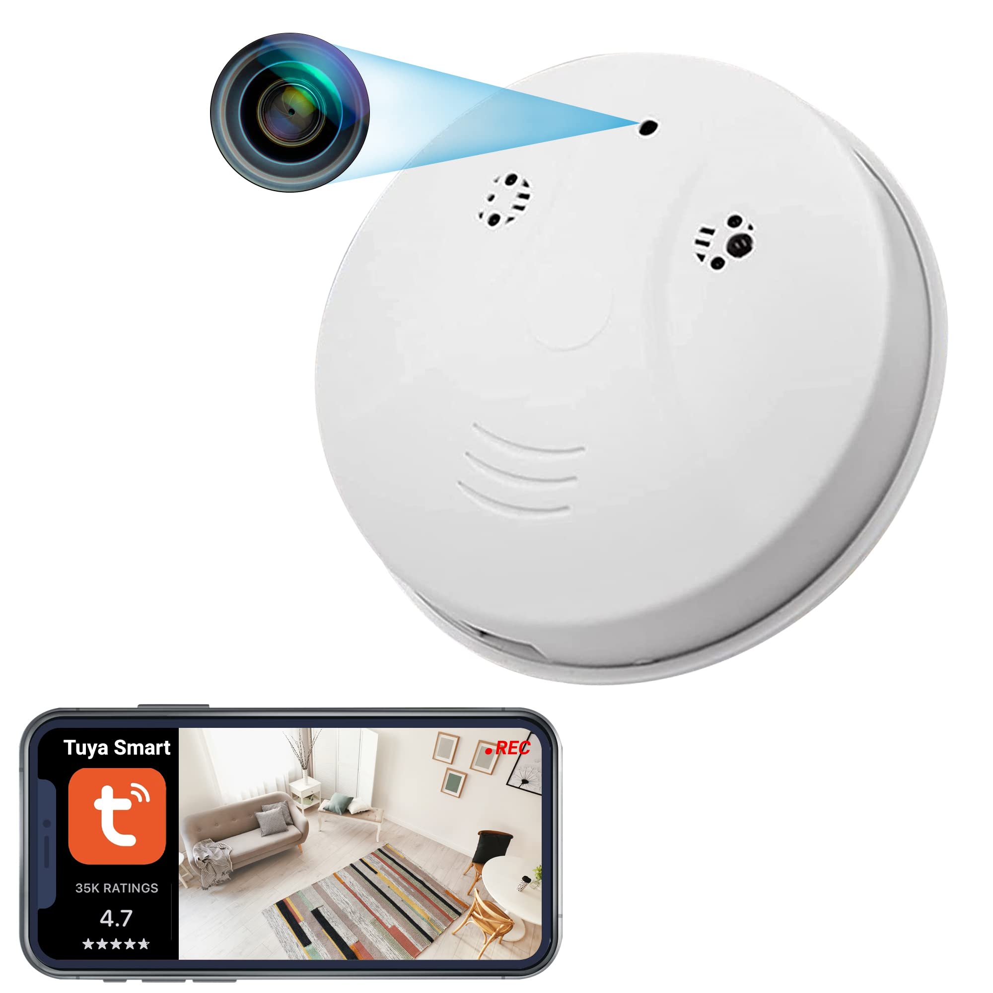 1080P HD Wireless Hidden Camera Smoke Detector - WiFi Spy Camera with Night Vision & Motion Detection for Home Security - Perfect for Baby Monitoring, Office Surveillance, and Elderly Care