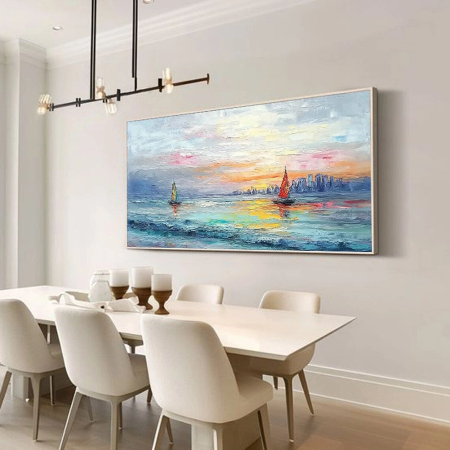 Ocean and Sky Painting #OS 224 - Handmade Canvas Wall Art for Home & Office Decor - Perfect for Living Room, Bedroom, or Office Wall Decoration