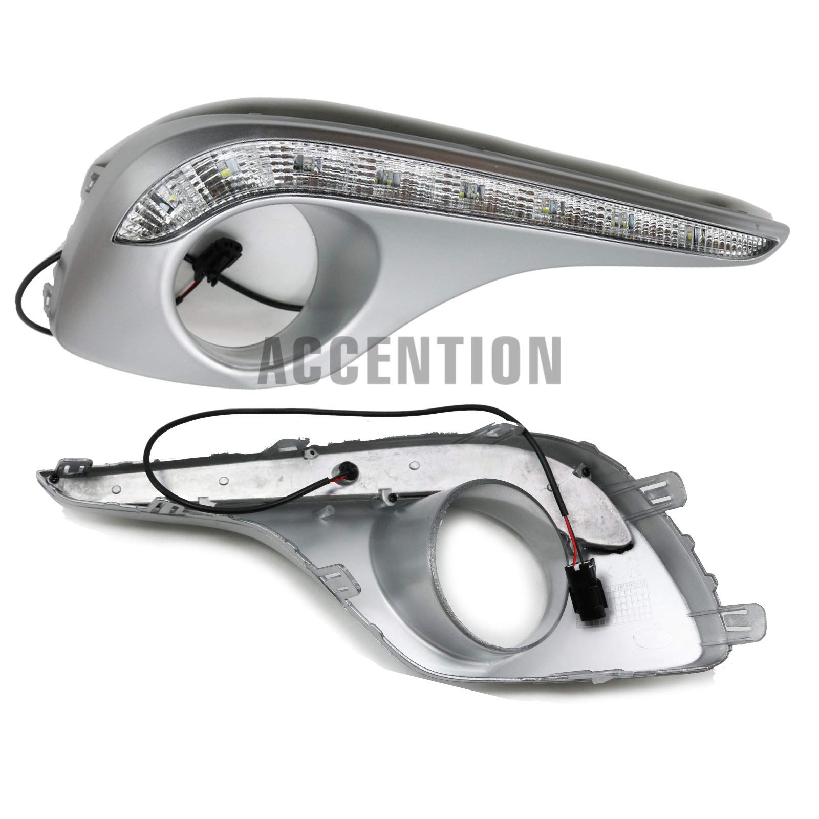 2012-2013 Toyota Highlander LED DRL Daytime Running Lights with Fog Lamp Hole - High Visibility Car Lights for Night Driving & Safety Enhancement