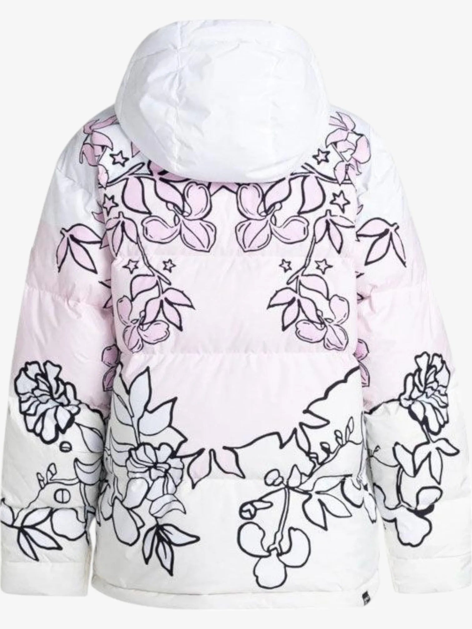 Roxy Rowley Puffer Jacket - Women's Snow Coat with Pink & White Print - Warm Winter Outerwear for Skiing, Snowboarding & Cold Weather Adventures