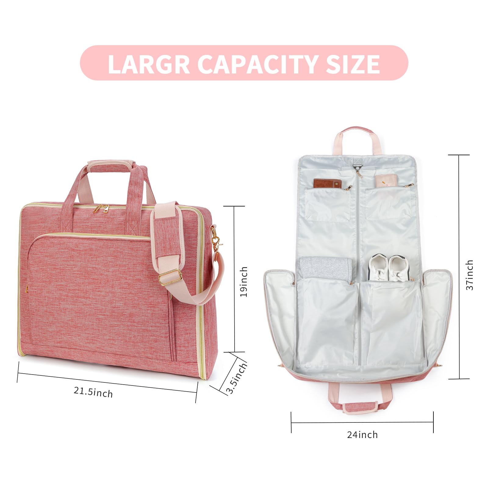 Large Travel Garment Bag with Adjustable Strap - Perfect for Suits & Dresses