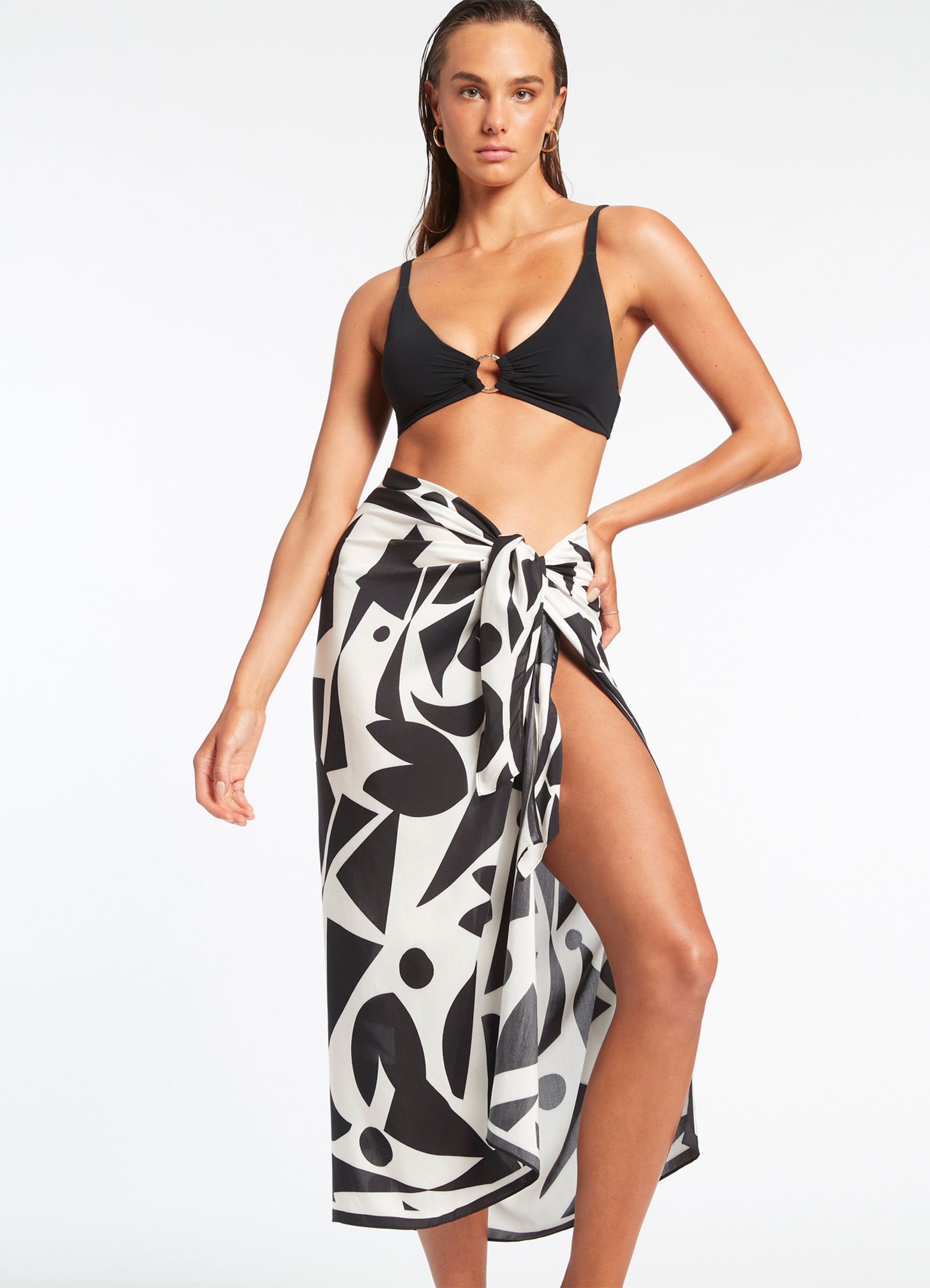 D'Orsay Sarong - Elegant Cream Wrap Skirt for Women - Perfect for Beach, Pool, and Summer Vacations