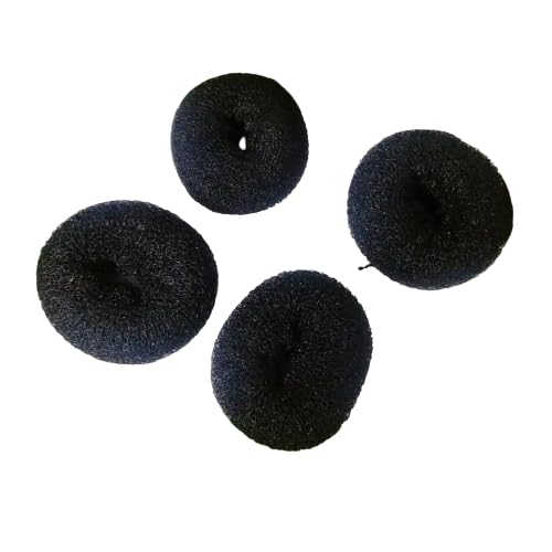ZAUKY Hair Bun Maker - 4 Pack Black Polyester Hair Donut Bun for Women & Girls - Perfect for Updos, Ponytails & Everyday Hairstyles