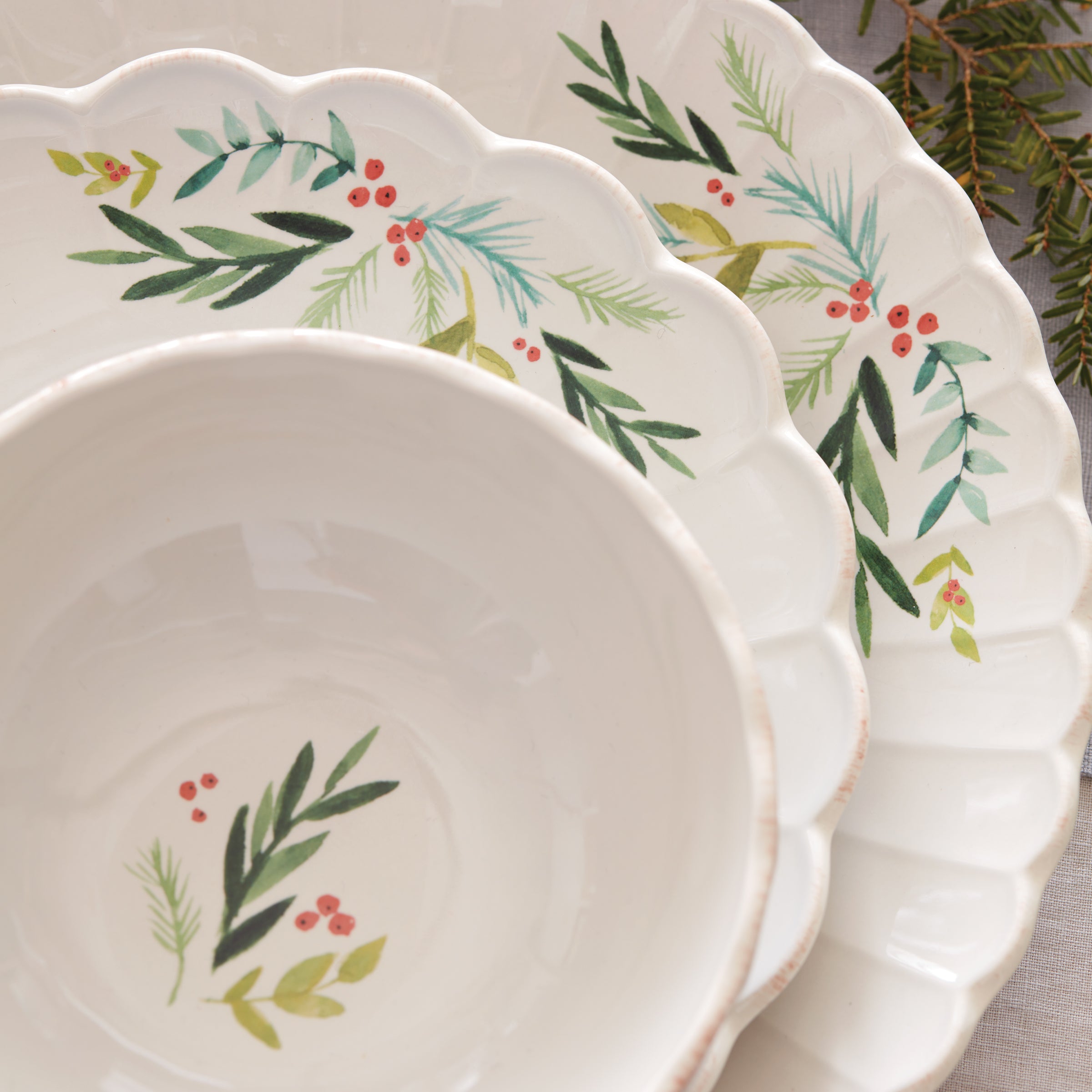 Premium French Perle Berry All-Purpose Bowls Set of 4 - Elegant Serving Bowls for Salads, Snacks, Desserts & Entertaining - Dishwasher Safe Stoneware