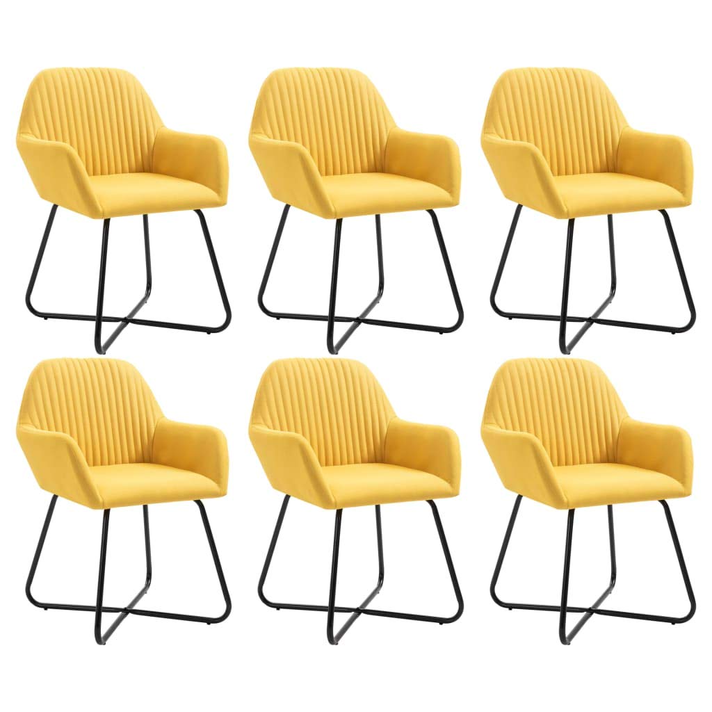6-Piece Yellow Fabric Dining Chairs Set - Modern Comfortable Kitchen Chairs for Dining Room, Living Room, Bedroom & Restaurant Use - Home & Commercial Seating Solution