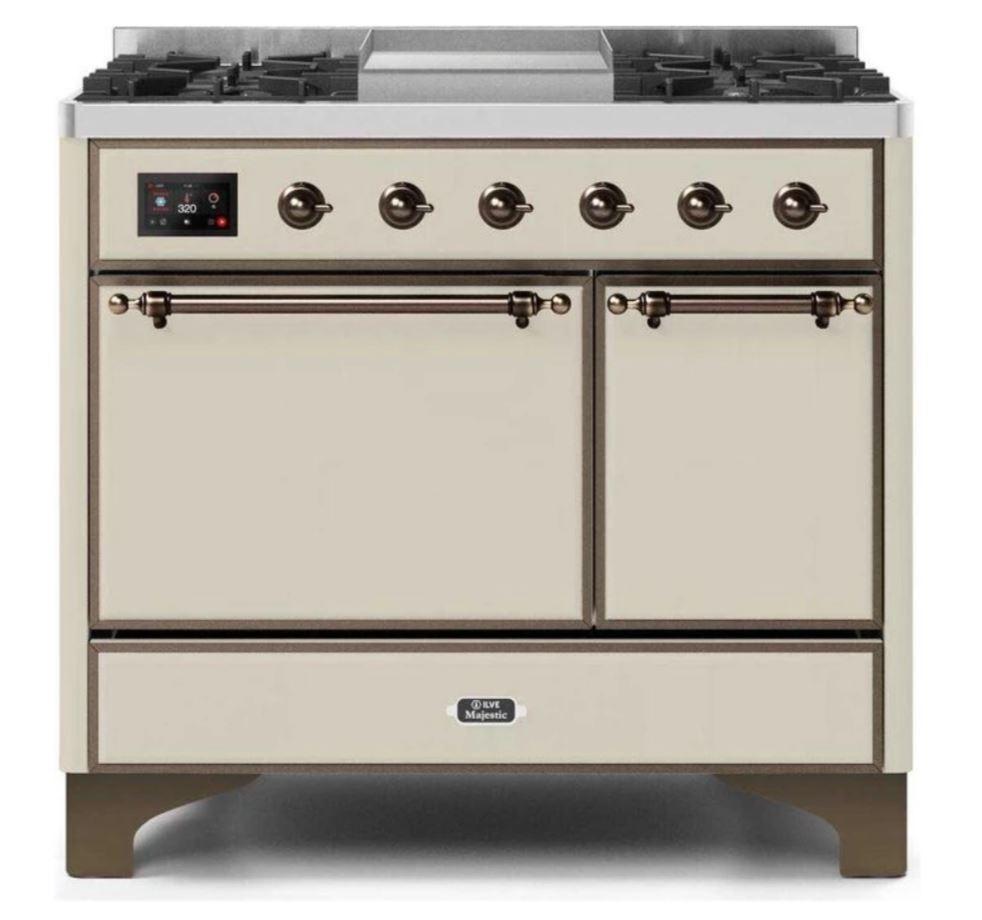 ILVE 40 Inch Majestic II Series Professional Natural Gas & Propane Dual Fuel Range with 6 Sealed Burners & Electric Oven - UMD10FDQNS3 - Perfect for Home Chefs & Commercial Kitchens