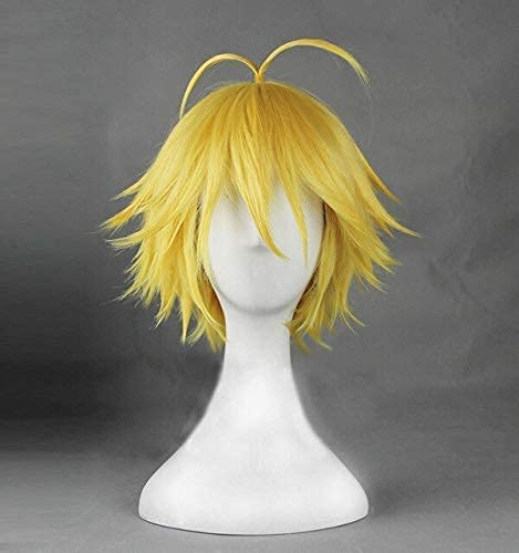The Seven Deadly Sins Meliodas Cosplay Shoes & Wig Set - Black Anime Boots & Costume Wig for Men - Perfect for Halloween, Conventions & Cosplay Events (Size 40, One Size Wig)