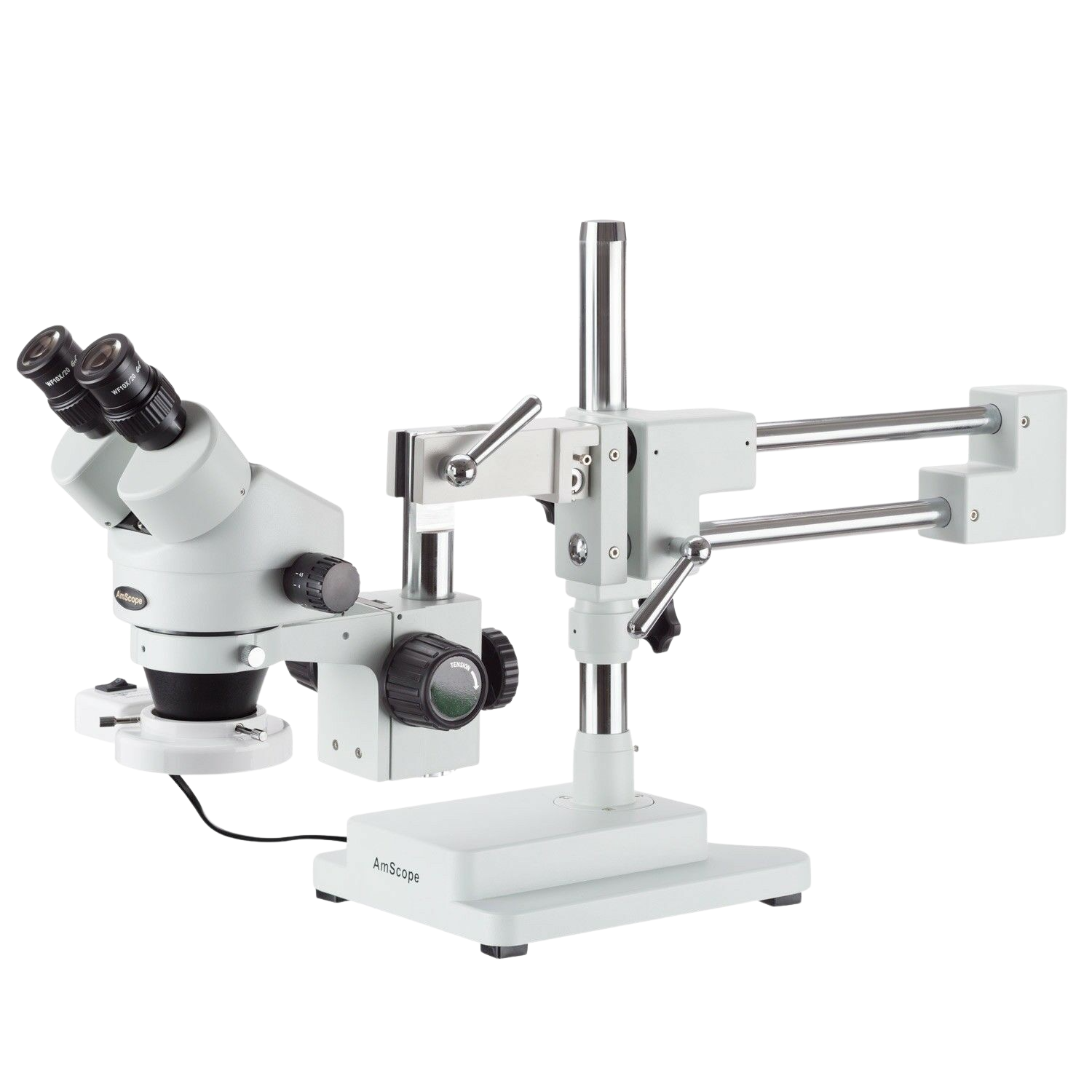 Amscope SM-4BZ-FRL 3.5X-90X Binocular Stereo Boom Microscope with LED Ring Light for Electronics Repair, Jewelry Inspection & Scientific Research - New