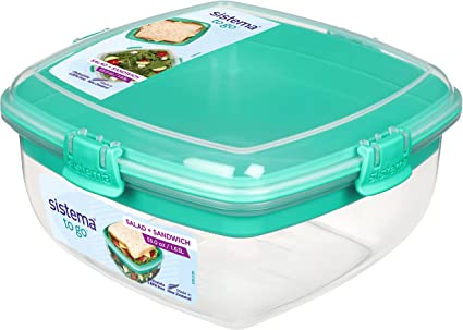 1.1L Salad To Go Container - BPA Free Leak Proof Lunch Box for Fresh Greens, Meal Prep & On-the-Go Eating - Perfect for Office, School, Picnics & Travel