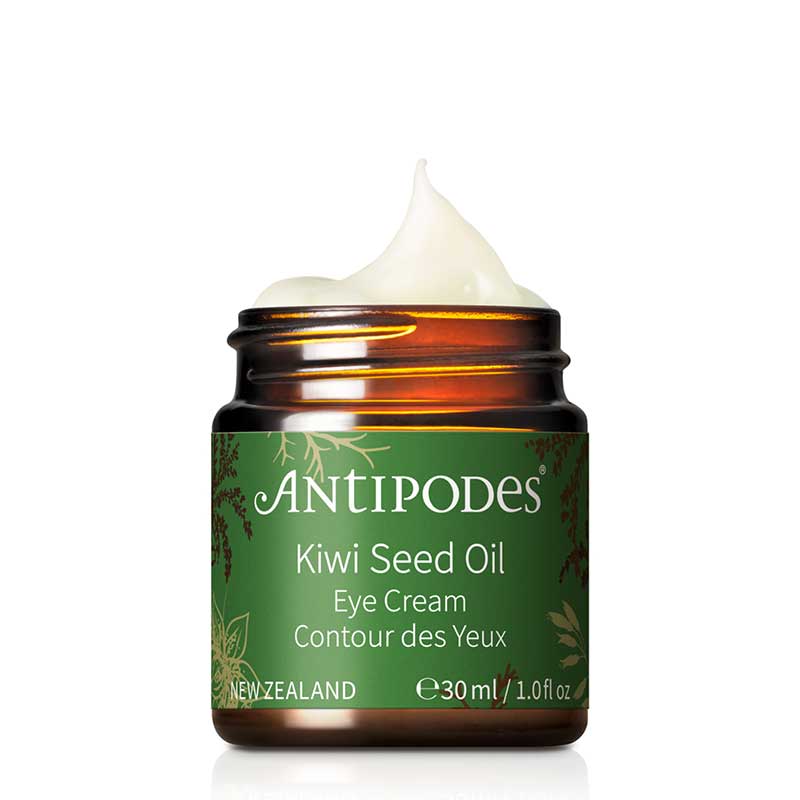 Antipodes Kiwi Seed Oil Eye Cream - Organic & Vegan Under Eye Treatment for Dark Circles & Wrinkles - Perfect for Nighttime Skincare Routine