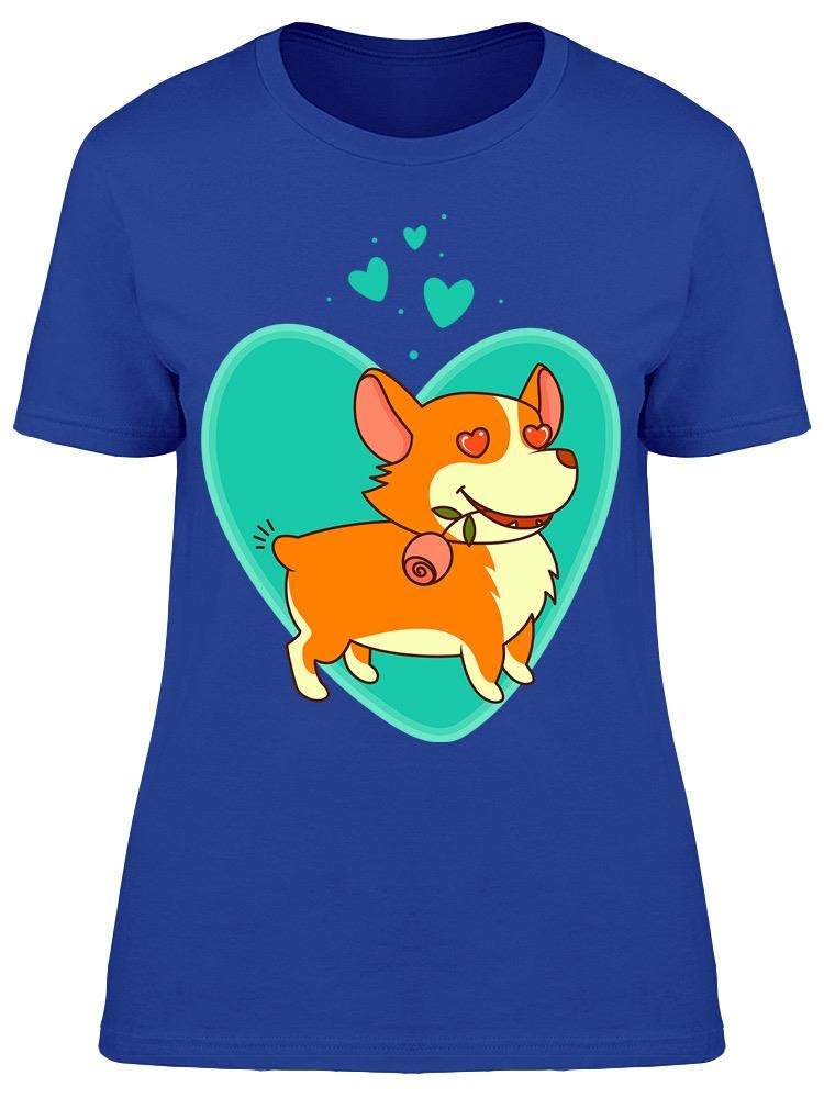 Cute Corgi with Flower Print Women's T-Shirt - Casual Summer Graphic Tee for Dog Lovers