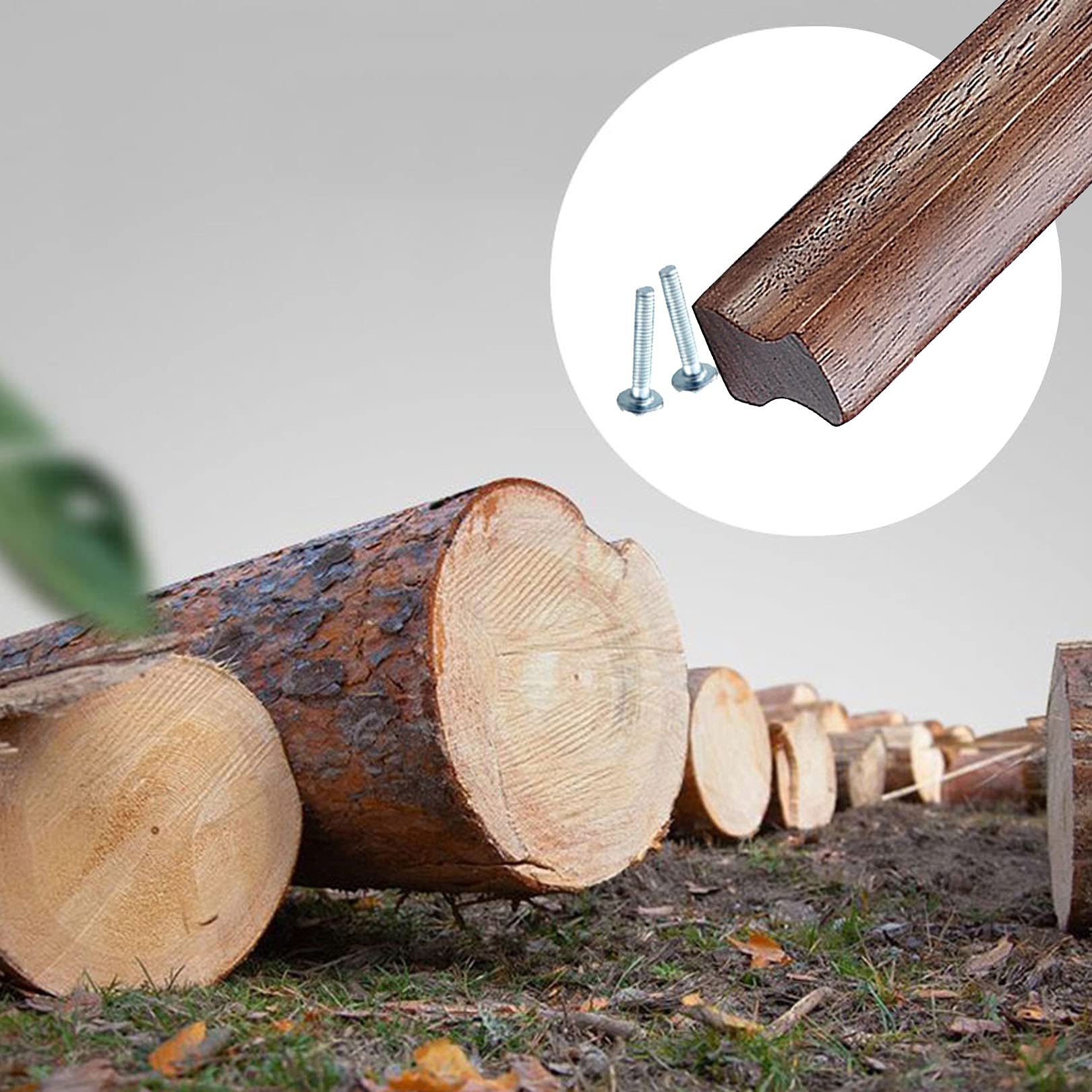 2-Pack Black Walnut Cabinet Handles - Modern Wooden Drawer Pulls & Knobs for Kitchen, Bathroom, Wardrobe & Dresser - Single Hole Installation with Screws Included - Perfect for Home Furniture & Cabinet Upgrades