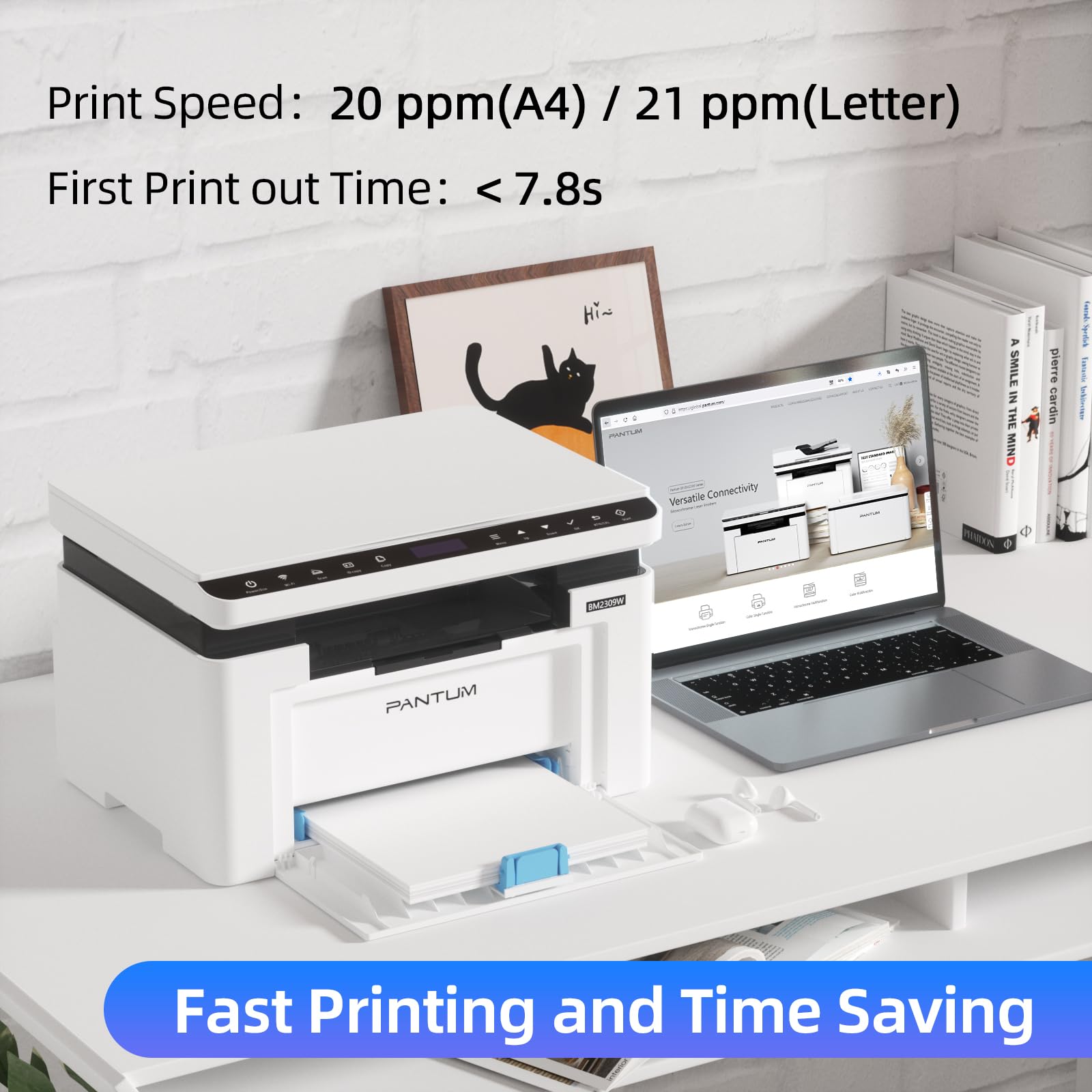 PANTUM BM2309W Wireless Laser Printer - 3-in-1 Print Copy Scan, WiFi & USB 2.0, 20ppm A4 Bluetooth Monochrome Printer with Manual Duplex for Home Office | Compact Design for Small Workspaces & Remote Work