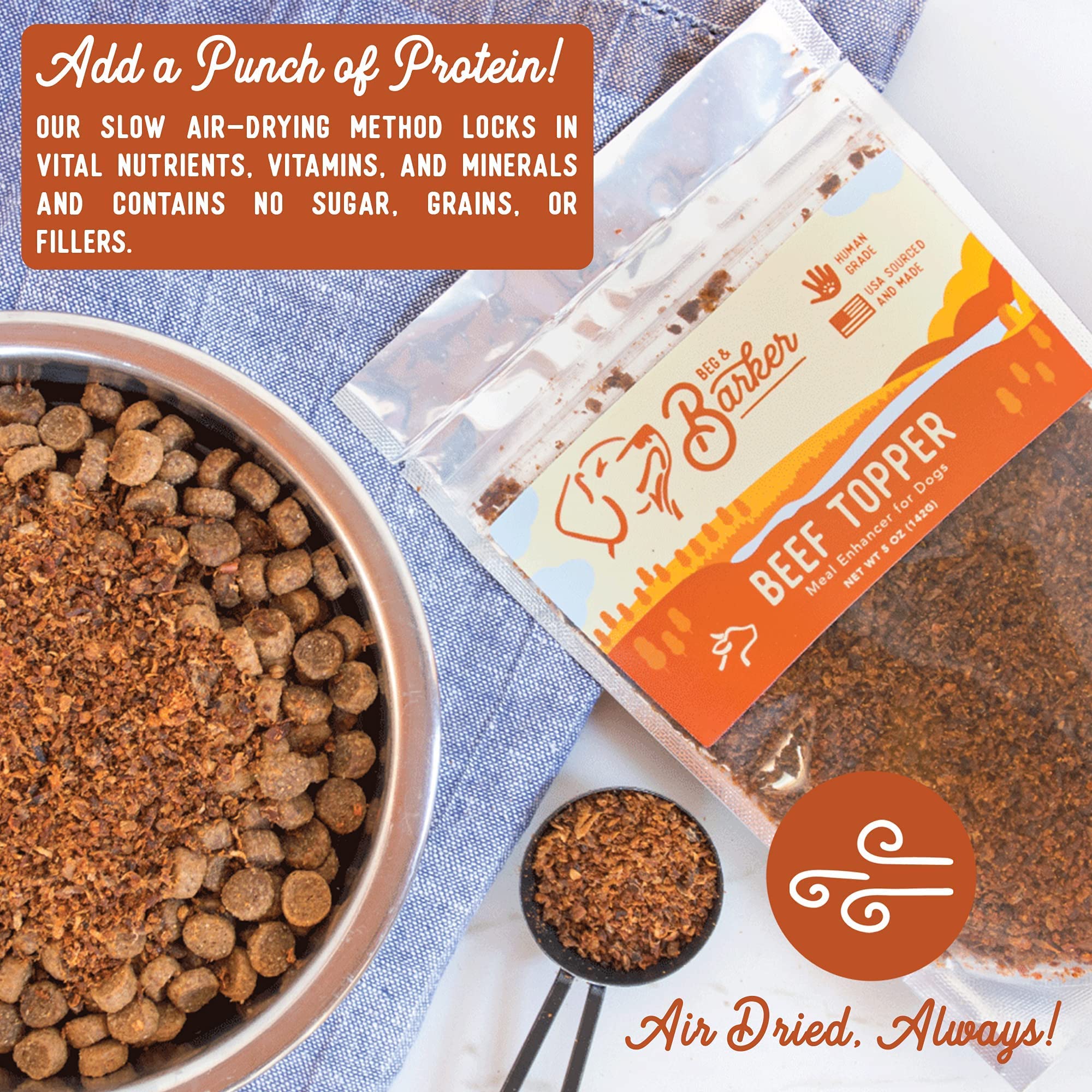 Premium Beef Dog Food Topper for Dogs - All Natural High Protein Meal Mixer (5 oz) - Healthy Dog Food Seasoning & Enhancer - Perfect for Picky Eaters & Senior Dogs - Great for Kibble, Wet Food & Homemade Meals