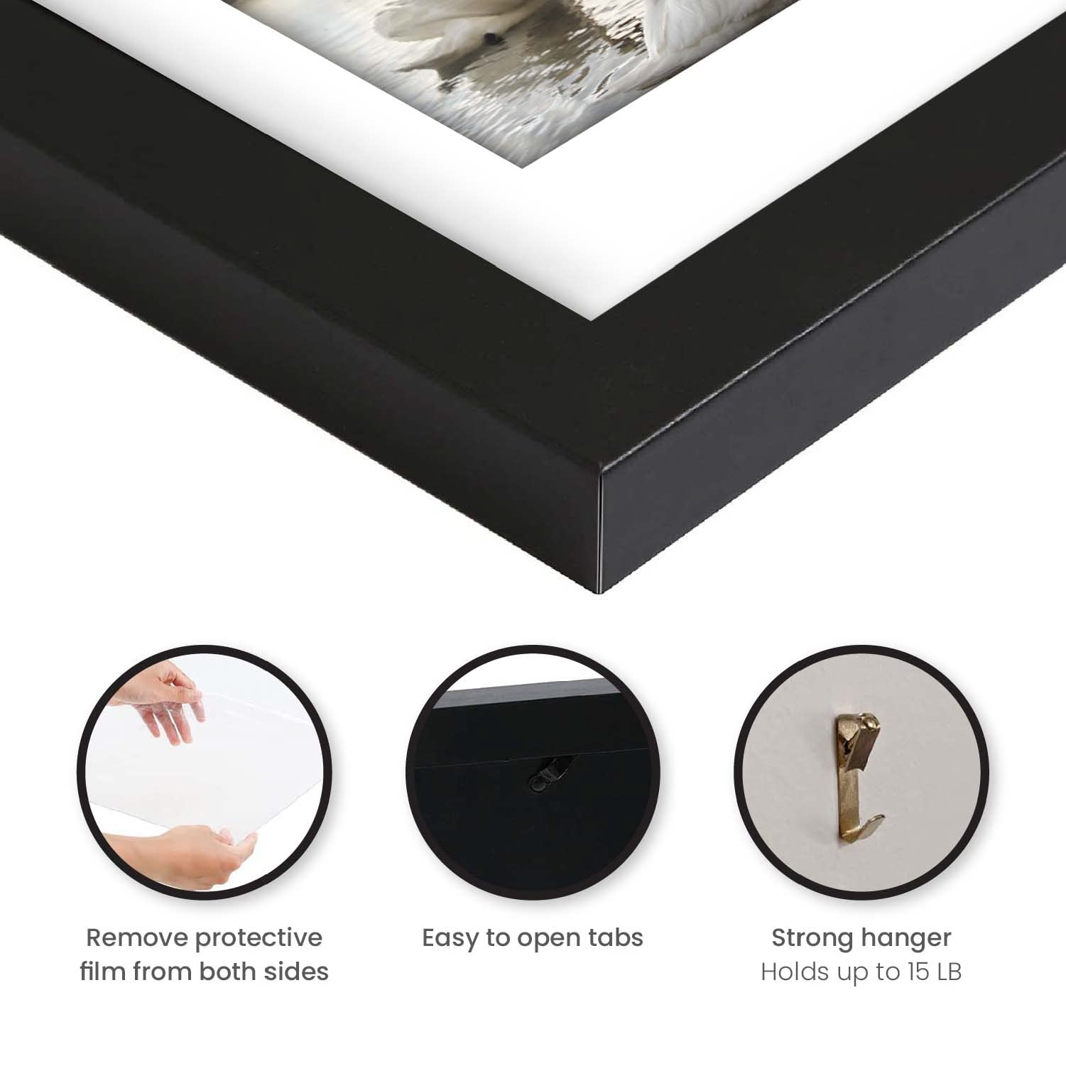 Black A4 Picture Frame Set of 3 - Display 6x8 Photos With Mat or 8.27x11.69 Documents Without Mat | Wall Gallery Frames for Posters, Certificates & Home Office Decor