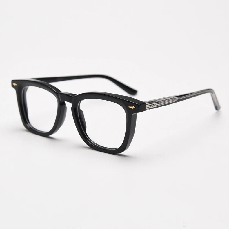 Stylish Black Unisex Acetate Square Eyeglasses Frame 98624 - Perfect for Work, Reading & Fashion Accessories