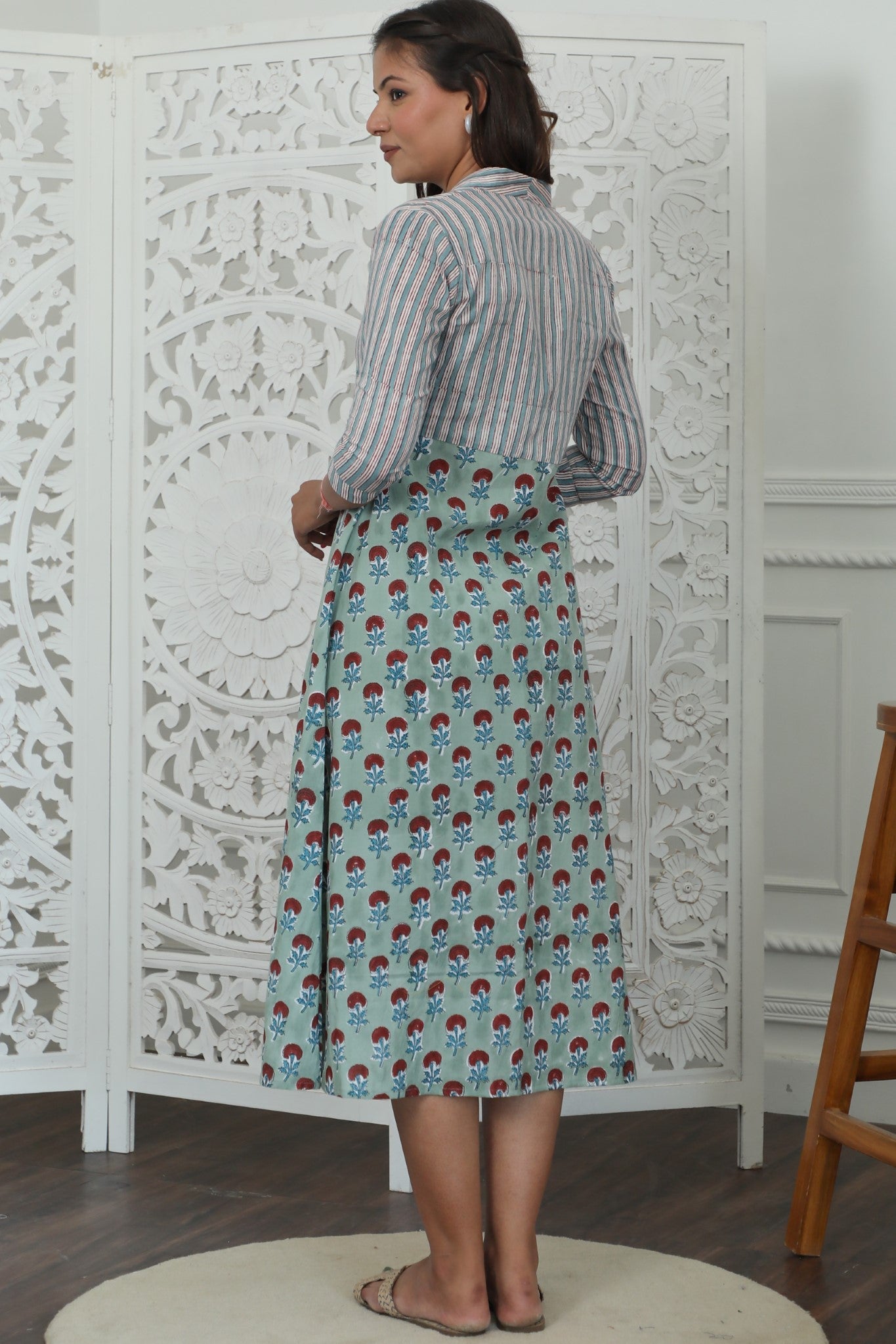 Florenza Azofree Handblock Printed Pure Cotton Dress for Women | Breathable & Comfortable Summer Dress | Perfect for Casual Outings, Beach Wear & Boho Fashion