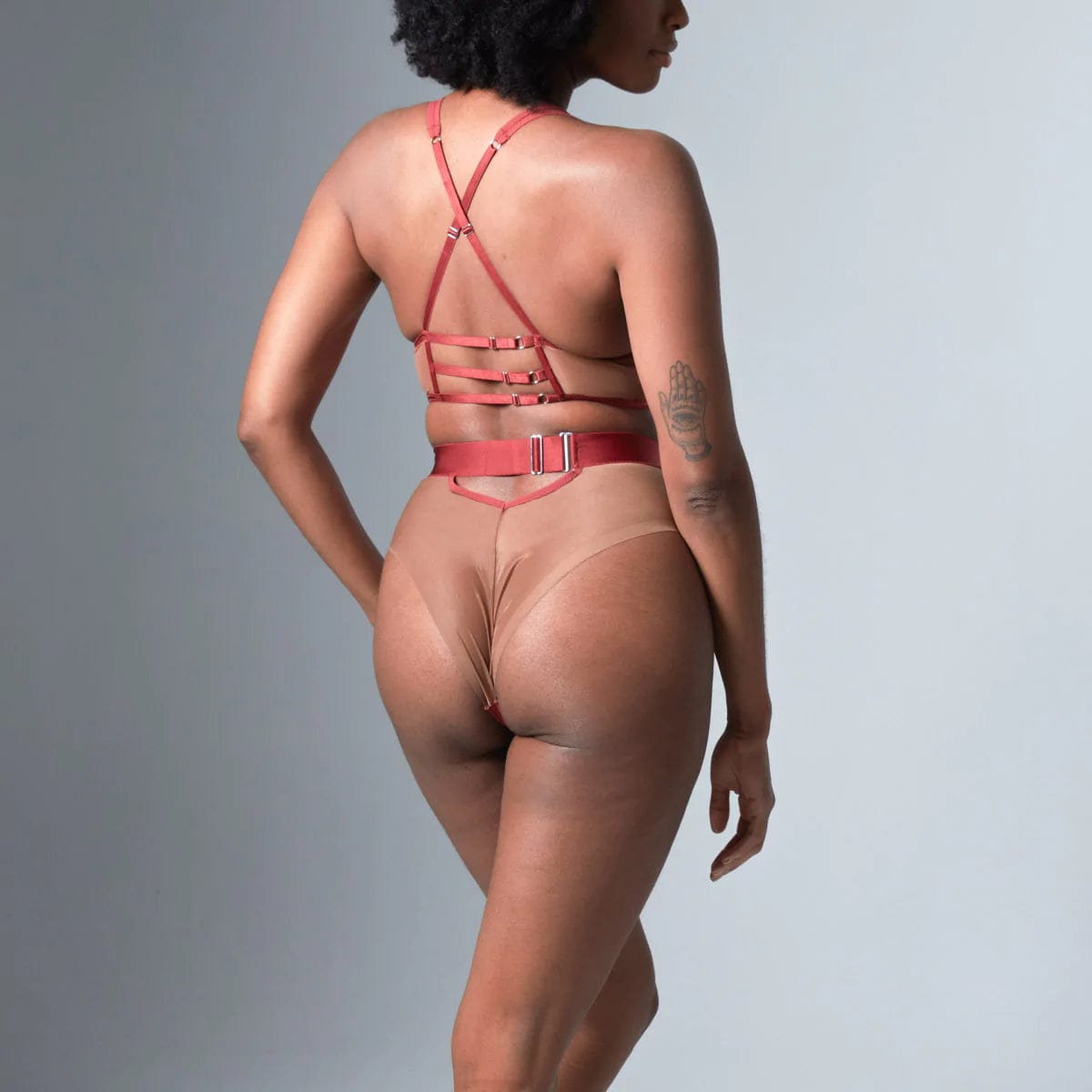 Medusa High Waisted Bikini Set - Sexy Two Piece Swimsuit in Oxblood & Toffee Colors - Perfect for Beach Vacations, Pool Parties & Summer Getaways