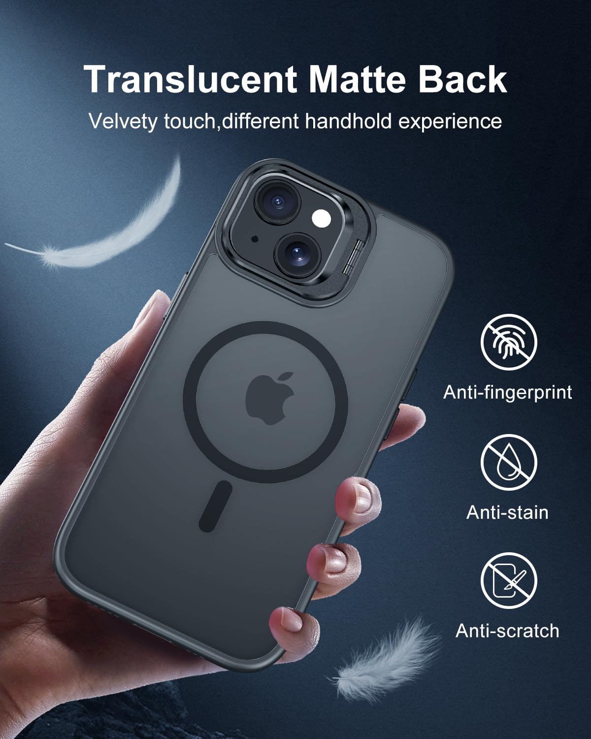 Beasyjoy Magnetic iPhone 15 Case with Stand (6.1 inch) - Magsafe Compatible, Military Grade Drop Protection, Slim Design - Perfect for Work, Travel & Hands-Free Viewing - Black