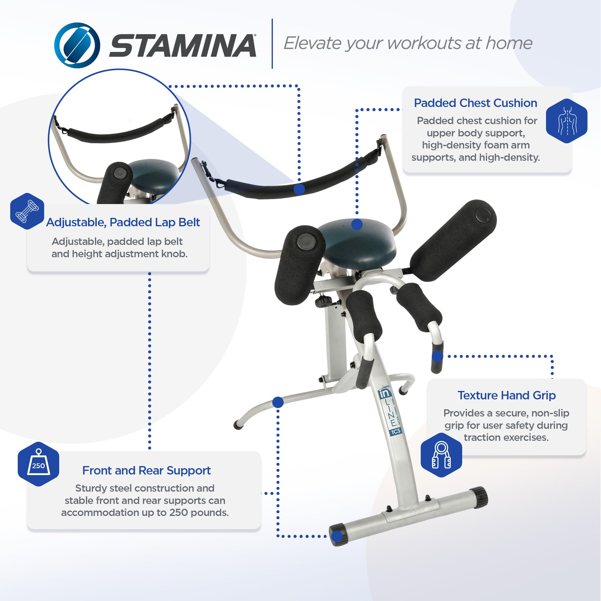 Stamina InLine Traction Control System - Back Pain Relief & Spine Decompression Device for Home Use | Improves Posture & Alleviates Neck/Shoulder Pain | Perfect for Office Workers & Chronic Pain Sufferers