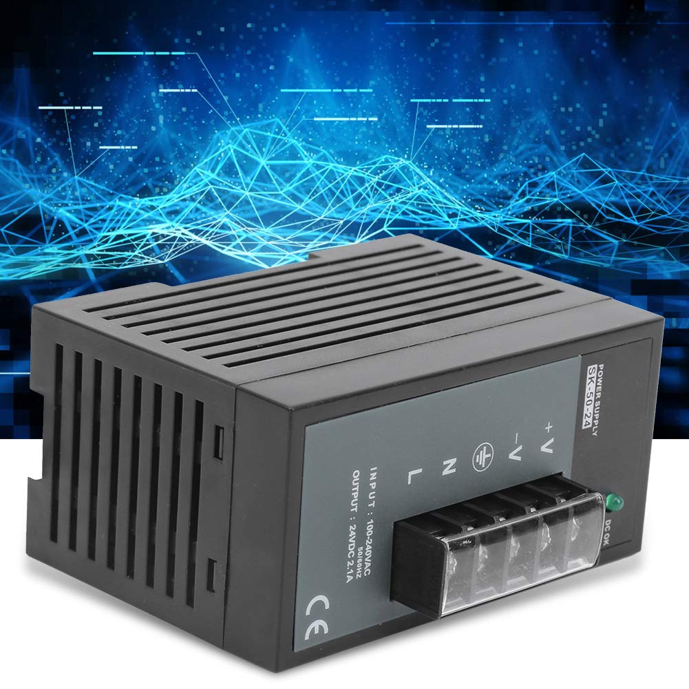 DIN Rail Mount Switching Power Supply - AC 100-240V Input, Compact Industrial Power Converter for Control Panels & Automation Systems | Perfect for PLCs, HVAC, and LED Lighting Applications