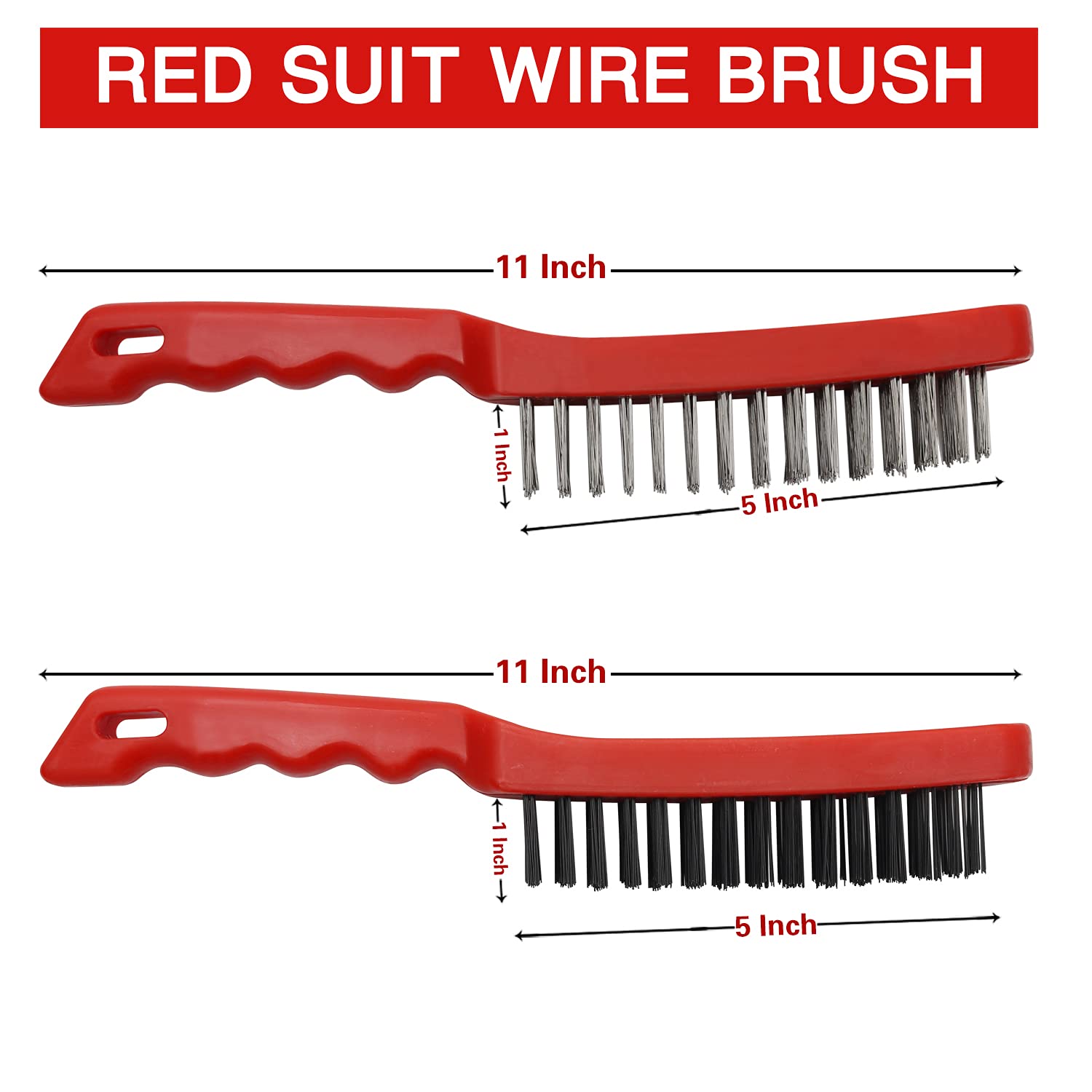 MAXMAN Heavy Duty 12-Inch Wire Scratch Brush with Plastic Handle - Rust Remover & Descaling Tool for Metal, Cars, Welding (Ideal for Automotive Repair, Metalworking & DIY Projects)